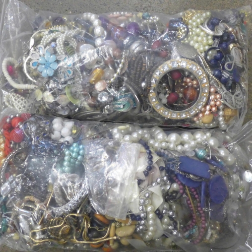 722 - Two large bags of costume jewellery