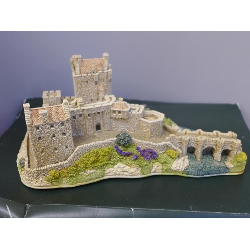 725 - A box of Lilliput Lane buildings, Edinburgh Castle, Eilean Donan Castle, Bonnie Scotland, Cullodean ... 