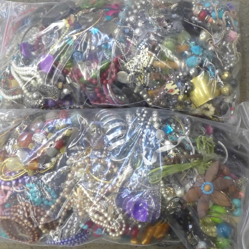 729 - Two large bags of costume jewellery