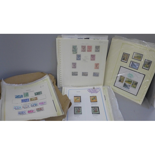 756 - Stamps; a tray of stamps on stocksheets and leaves, catalogue value of over £1,500