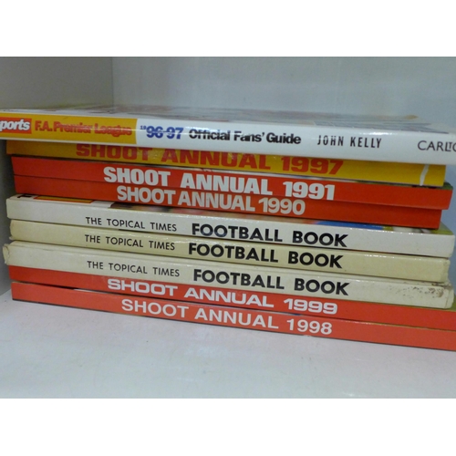 759 - Twenty-five football annuals including Shoot, The Topical Times, all 1990s