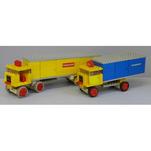 765 - A collection of Lego from 1960s, complete models with instructions from 330 Series; Trucks, Cranes, ... 