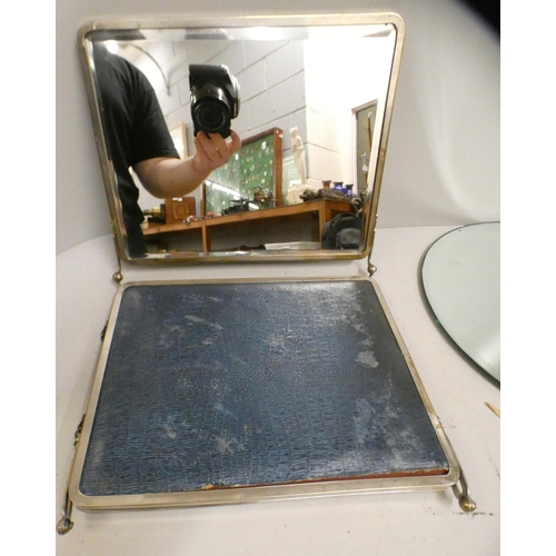 789A - Unusual circa 1920 triple folding dressing mirrors, three mirrors 10 x 8