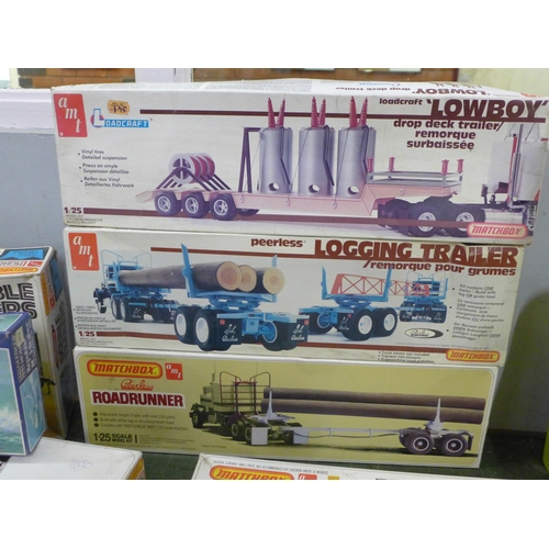 791 - A collection of model kits, including Matchbox Ford Louisville, Peerless Roadrunner, White Road Boss... 