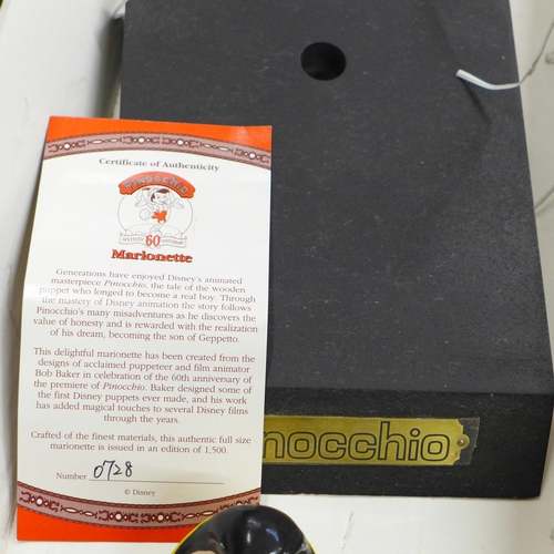 792A - A Disney Pinocchio 60th Anniversary marionette, limited edition 728/1500, with certificate, boxed