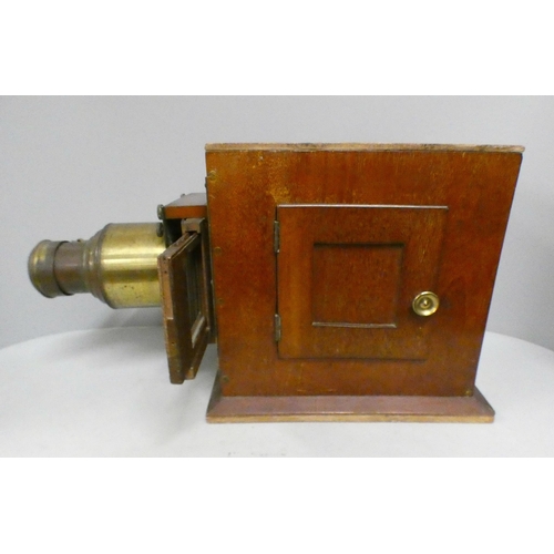 813 - A part Magic Lantern projector and a collection of Magic Lantern slides (117) including travel, chil... 