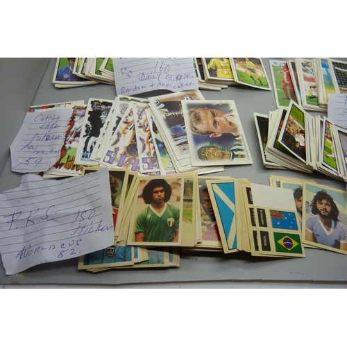 837 - Assorted football collectors cards; 200 Panini football league and badges, Panini Iran World Cup Fra... 