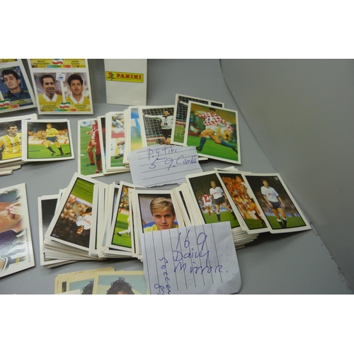 837 - Assorted football collectors cards; 200 Panini football league and badges, Panini Iran World Cup Fra... 