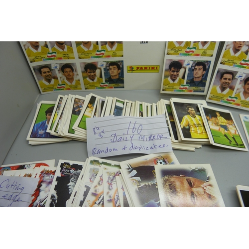 837 - Assorted football collectors cards; 200 Panini football league and badges, Panini Iran World Cup Fra... 