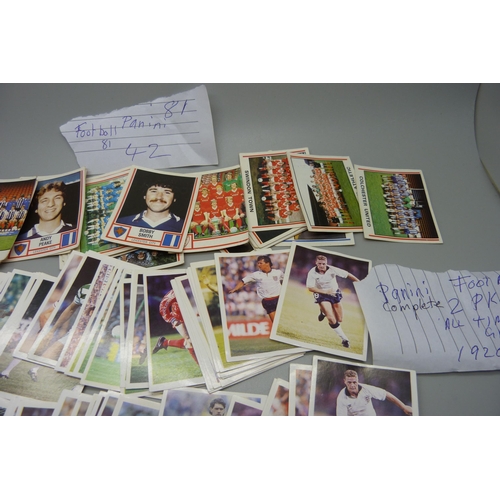 841 - Panini football cards; 42 Football '81, (some duplicates), 59 Football '82 and two sets of 80 the Al... 