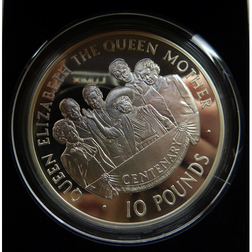 856 - A Royal Mint 2000 Alderney Silver Proof Ten Pounds coin, boxed, with certificate no.0468, 155.55gms,... 