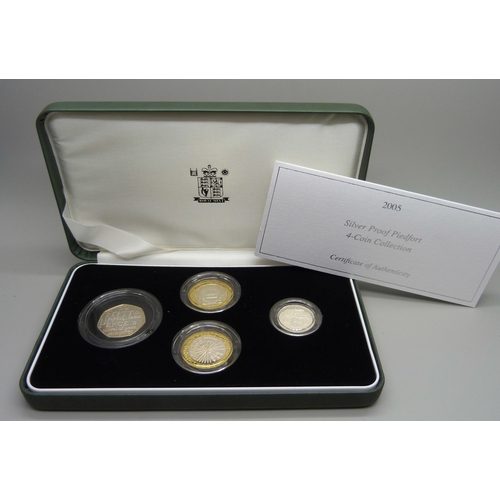 859 - A Royal Mint 2005 Silver Proof Piedfort 4-Coin Collection, boxed