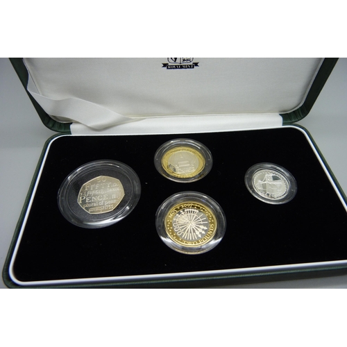 859 - A Royal Mint 2005 Silver Proof Piedfort 4-Coin Collection, boxed