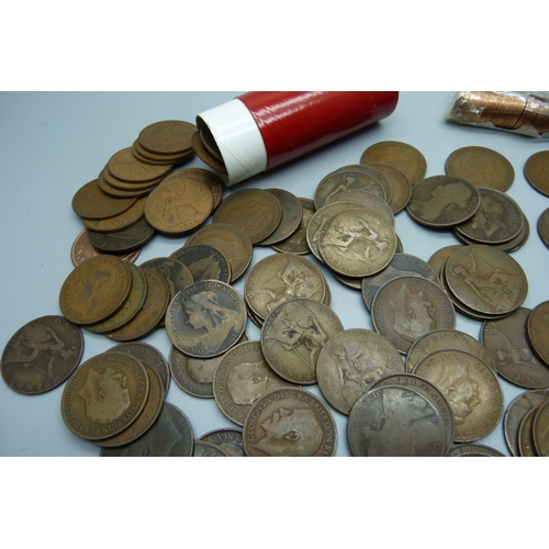 884 - a collection of copper pennies and half-pennies, (1,916g)