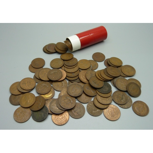 884 - a collection of copper pennies and half-pennies, (1,916g)