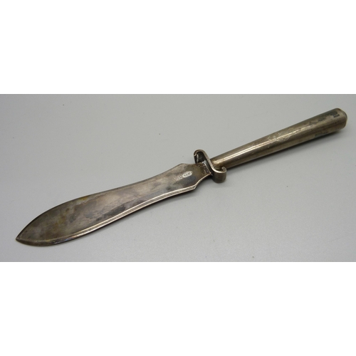 886 - A Russian silver letter opener, marked 84, 58g, 20cm