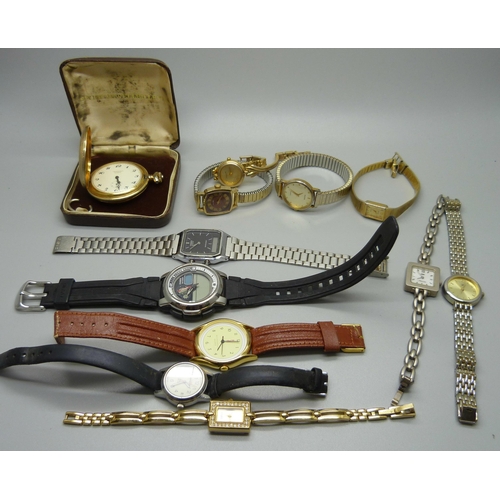 895 - A collection of watches including Casio, Timex, Pulsar, Sekonda and a pocket watch