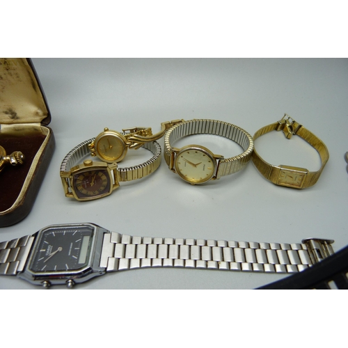 895 - A collection of watches including Casio, Timex, Pulsar, Sekonda and a pocket watch