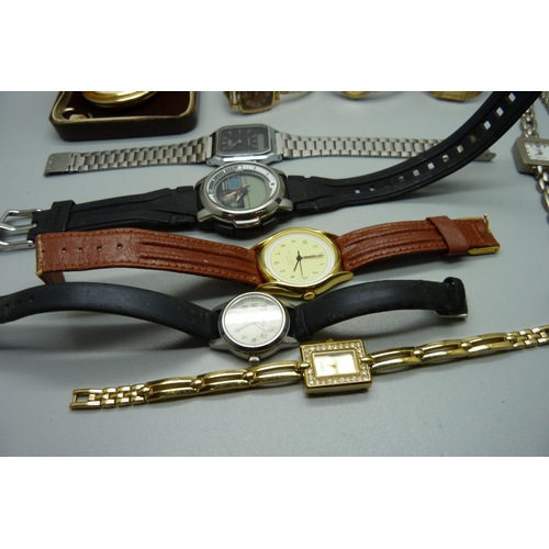 895 - A collection of watches including Casio, Timex, Pulsar, Sekonda and a pocket watch