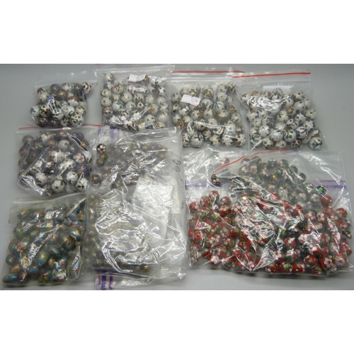 901 - Cloisonne vintage beads, 235 x 15mm, 195 x 12mm, 80 x (10x15mm) and 300 x 6mm