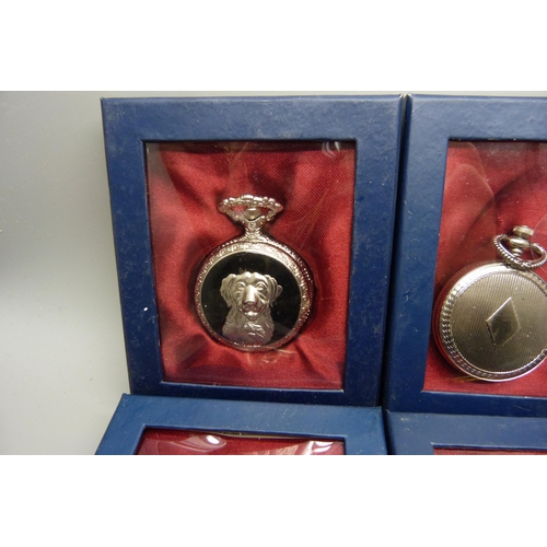 905 - Six quartz pocket watches, cased