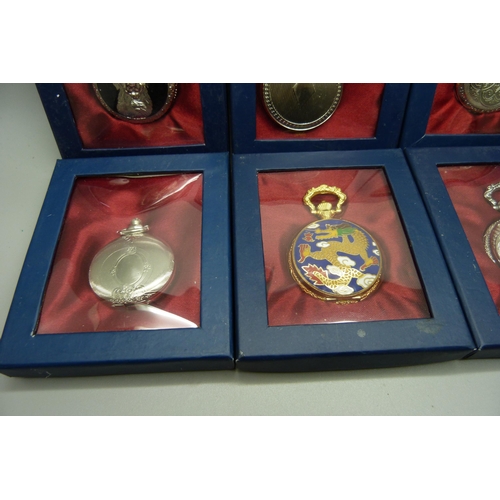 905 - Six quartz pocket watches, cased