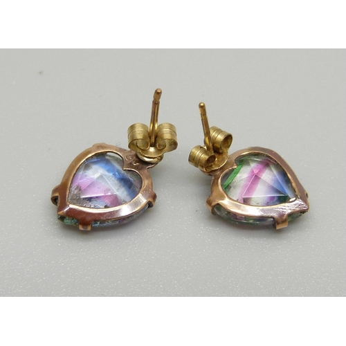 959 - A pair of 9ct gold and coloured stone earrings