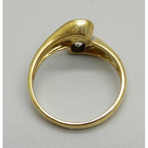 972 - A silver gilt diamond simulant crossover ring, S