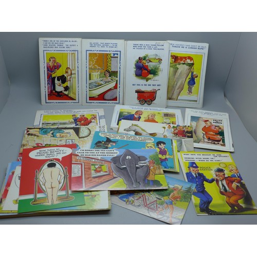 619A - Postcards; a collection of Bamforth comic postcards, vintage to modern (75 no.)