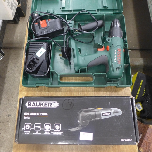 A Bosch 18v cordless drill with battery charger and case a