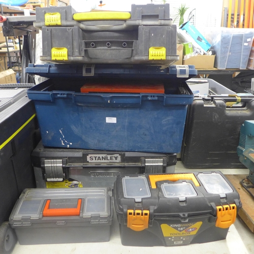 2042 - 8 Tool boxes, storage cases, including  Stanley box with tools