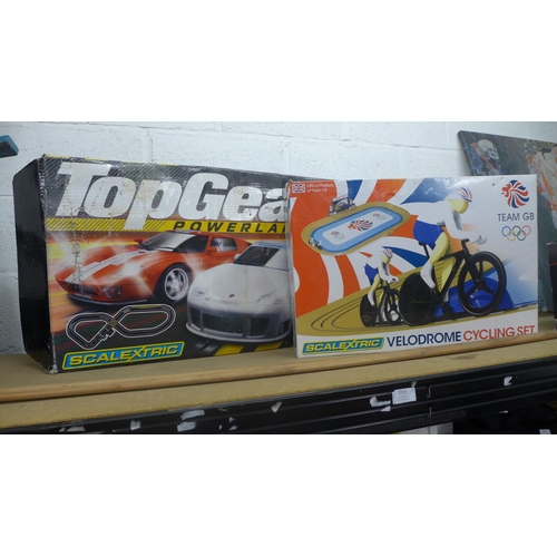 2059 - Two Scalextric sets:- Top Gear Power Laps and Velodrome cycling set