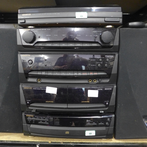 2164 - A quantity of Kenwood stereos:- turntable (P-20), integrated amplifier command unit, double cassette... 