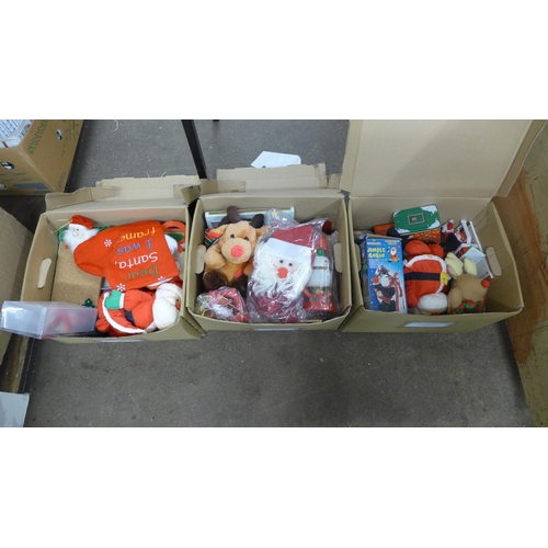 2453 - Three boxes of assorted Christmas decorations