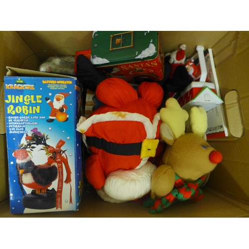 2453 - Three boxes of assorted Christmas decorations