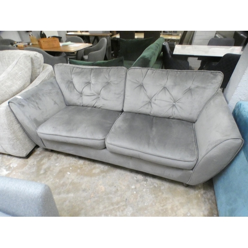 1465 - A Hoxton grey velvet three seater sofa