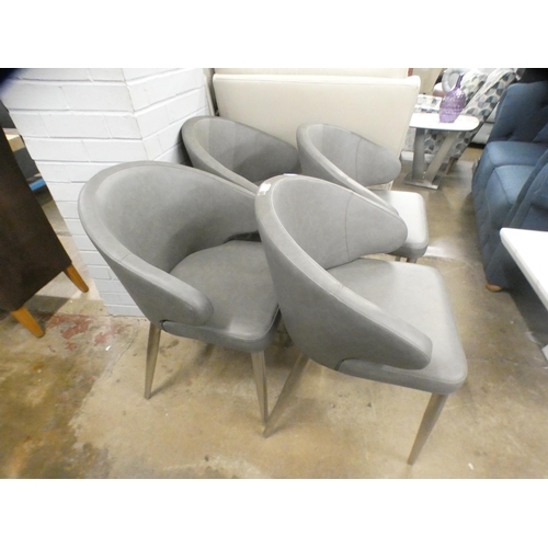 1475 - A set of four grey upholstered dining chairs  * This lot is subject to VAT