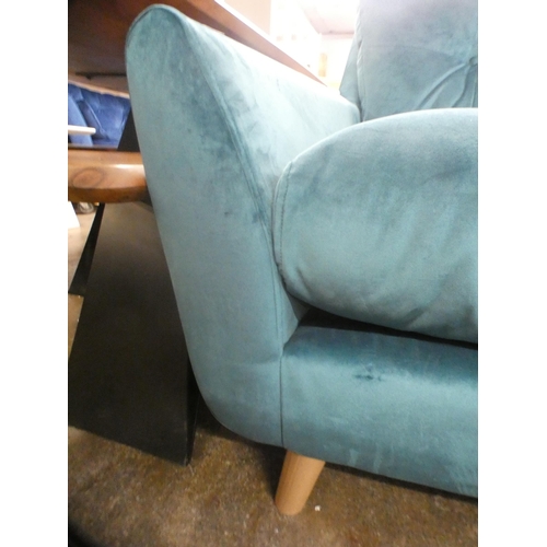 1478 - A turquoise velvet corner sofa