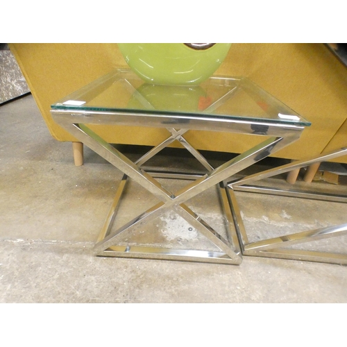 1493 - A glass and chrome lamp table * this lot is subject to VAT