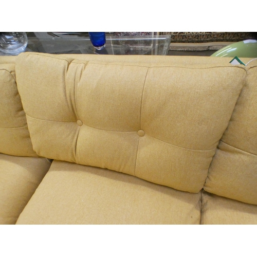 1497 - An ochre upholstered corner sofa