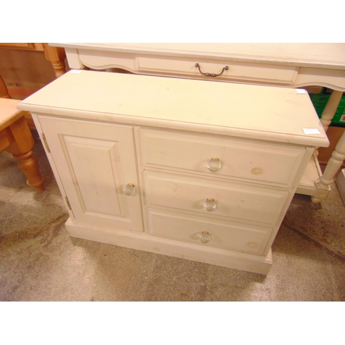 1577 - A stone painted pine mini sideboard