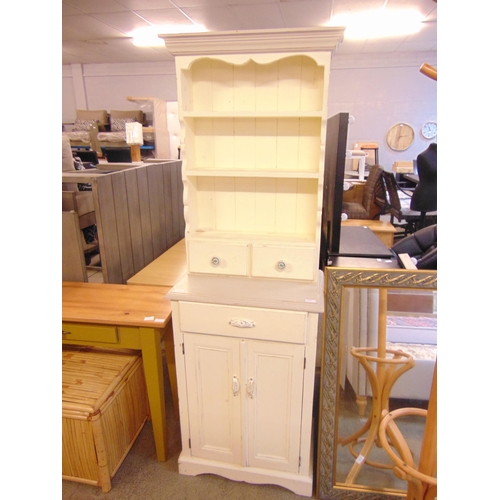 1593 - A cream painted pine slim dresser