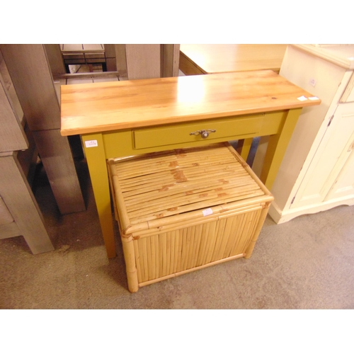 1594 - A painted console table and a cane linen box