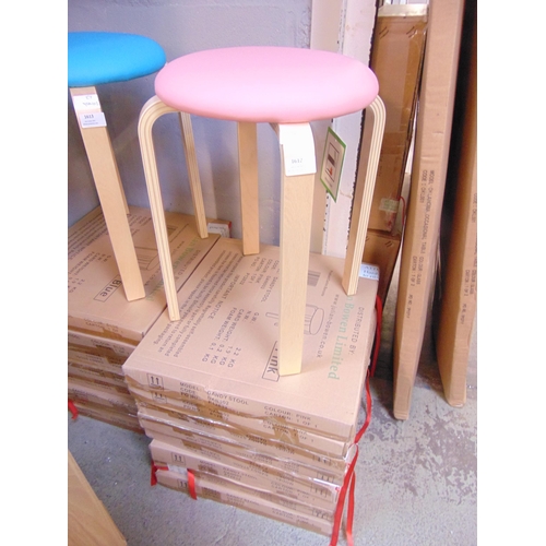 1612 - A set of nine pink upholstered Julian Bowen stools