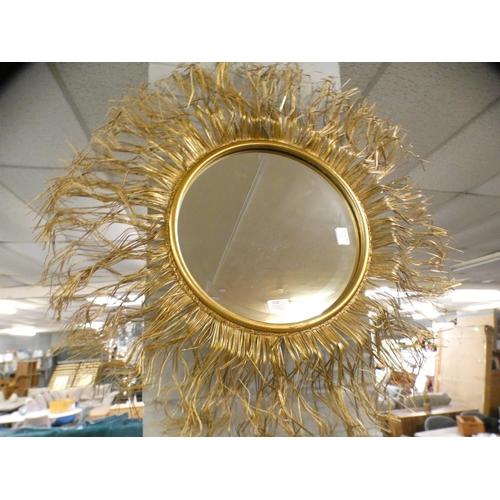 1408 - A gold sunburst mirror with convex glass