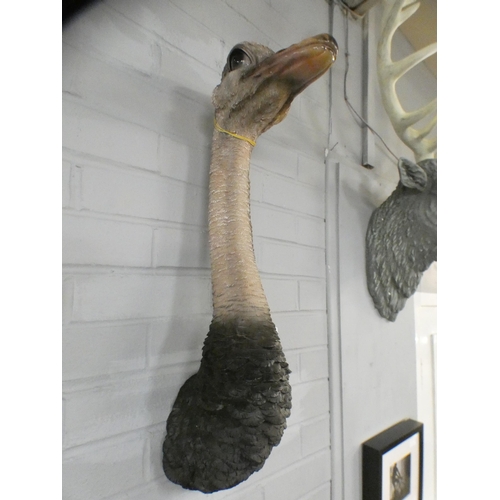 1419 - A wall mounted ostrich head