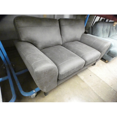 1444 - A Slate vegan leather three seater and two seater sofa