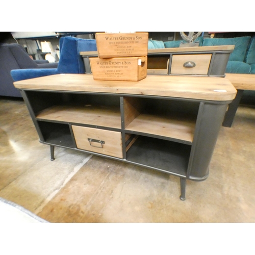 1453 - A wood and metal industrial style media unit