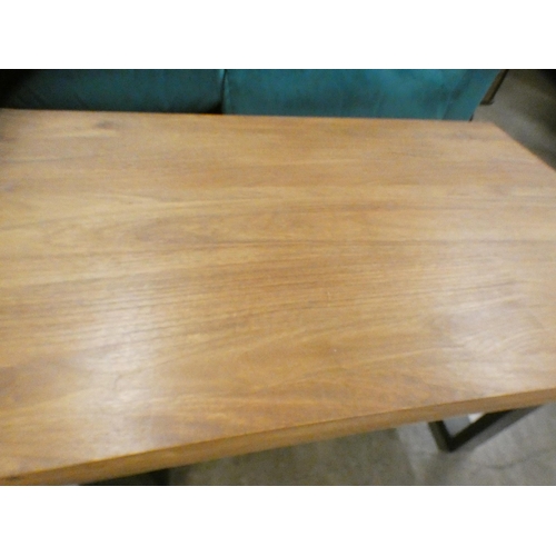 1457 - A hardwood and steel coffee table * this lot is subject to VAT