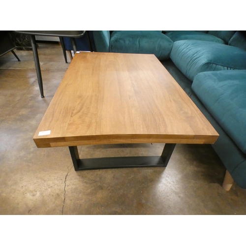 1457 - A hardwood and steel coffee table * this lot is subject to VAT